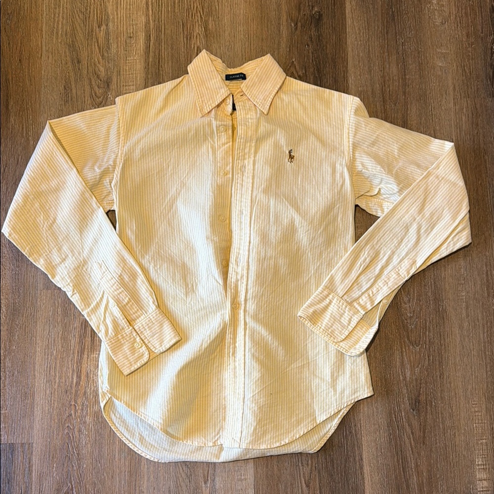 Ralph Lauren Classic Fit Oxford Shirt in yellow stripes